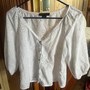 Sanctuary XXS adorable white eyelet top